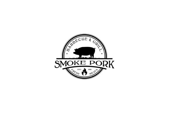 Vintage Pork Pig BBQ Grill Stamp Logo – A Classic Design for Creative Projects